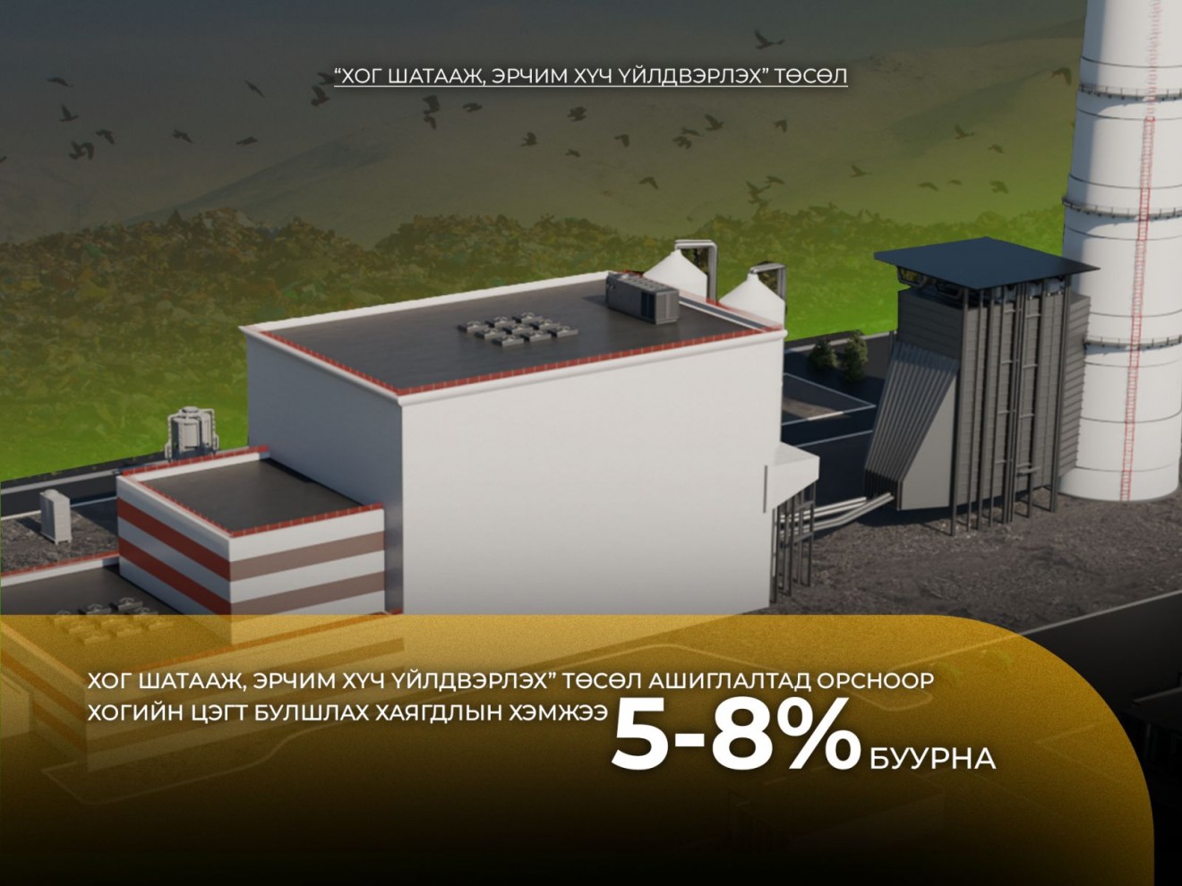 “Хог шатааж, эрчим хүч үйлдвэрлэх” төслийг 2026–2029 онд хэрэгжүүлэхээр төлөвлөсөн